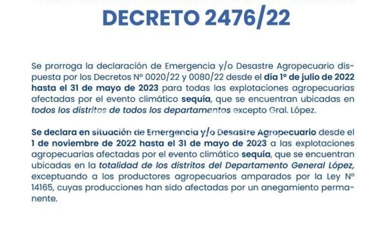 Imagen de Emergencia Agropecuaria: Decreto 2476/22