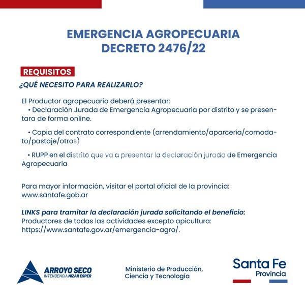 Imagen de Emergencia Agropecuaria: Decreto 2476/22