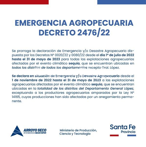 Imagen de Emergencia Agropecuaria: Decreto 2476/22