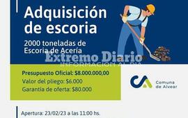 Imagen de Alvear: Licitaci&oacute;n p&uacute;blica para la adquisici&oacute;n de escoria