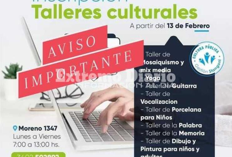 Imagen de Fighiera: La inscripción a los talleres culturales se realizará vía mail