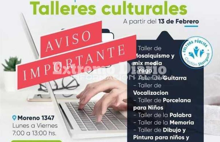 Imagen de Fighiera: La inscripci&oacute;n a los talleres culturales se realizar&aacute; v&iacute;a mail
