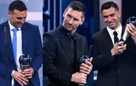 (Scaloni, Messi y Mart&iacute;nez, argentinos campeones del mundo y premiados este lunes por la FIFA.)
