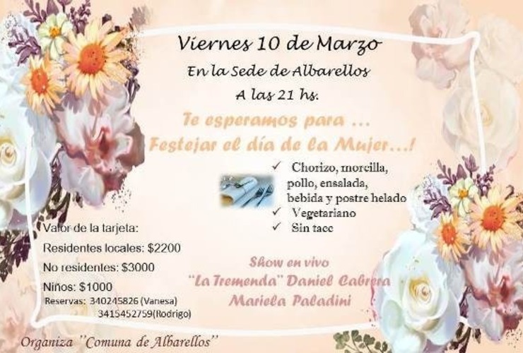 Imagen de Albarellos: Evento por el Día de la Mujer