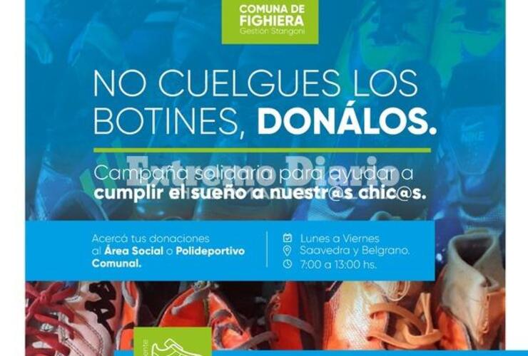 Imagen de Campaña solidaria en Fighiera: No cuelgues los botines, donalos