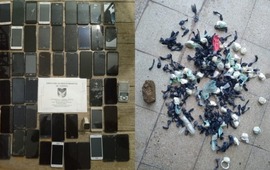 La requisa en el pabell&oacute;n de detenidos por causas federales arroj&oacute; gran cantidad de tel&eacute;fonos. (Prensa Ministerio de Seguridad)