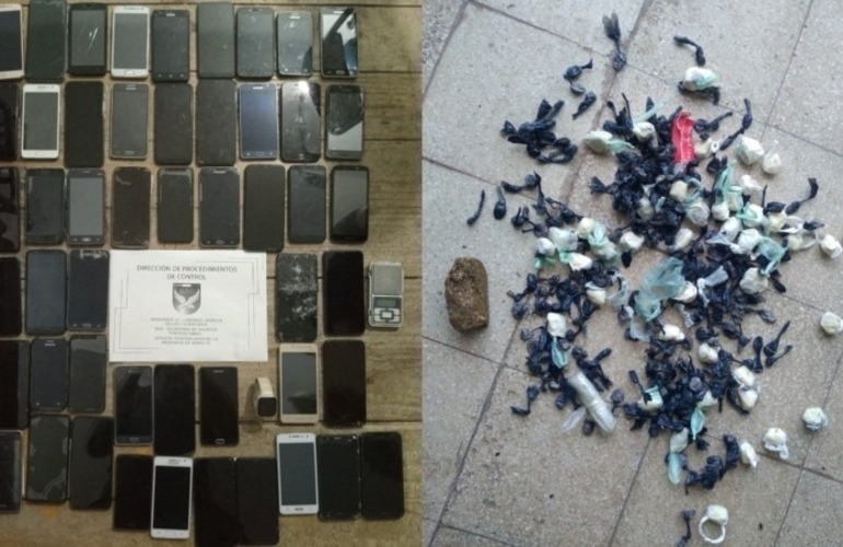 La requisa en el pabell&oacute;n de detenidos por causas federales arroj&oacute; gran cantidad de tel&eacute;fonos. (Prensa Ministerio de Seguridad)