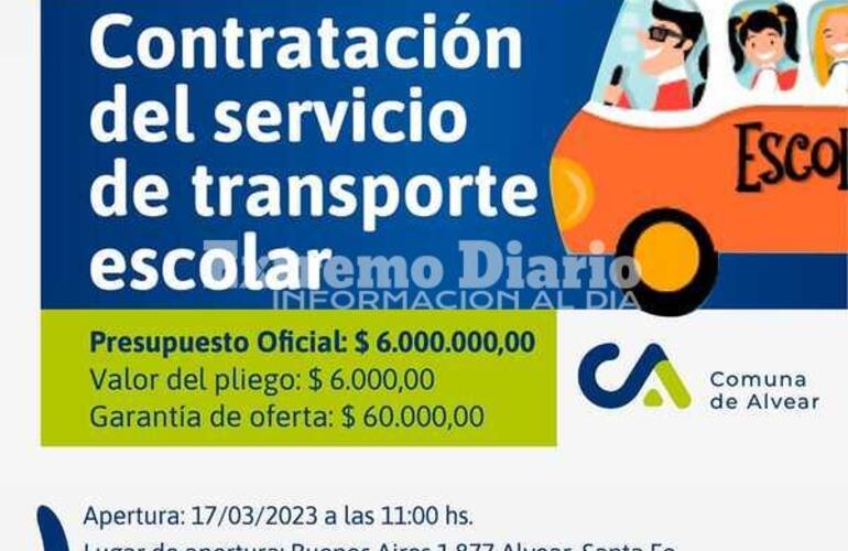 Imagen de Alvear: Licitación pública para la contratación del servicio de transporte escolar