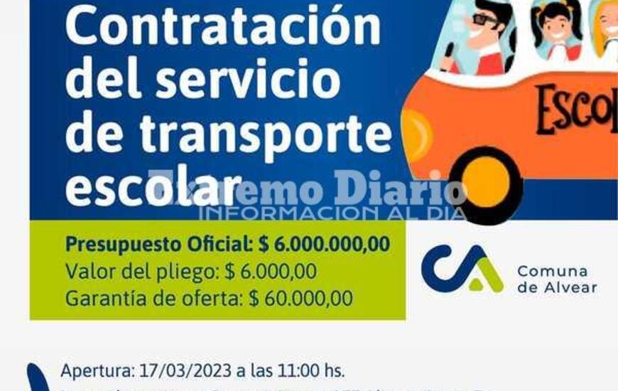 Imagen de Alvear: Licitaci&oacute;n p&uacute;blica para la contrataci&oacute;n del servicio de transporte escolar