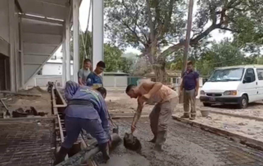 Imagen de TecnoLagos: obras de hormigoneo en el Polo Educativo.