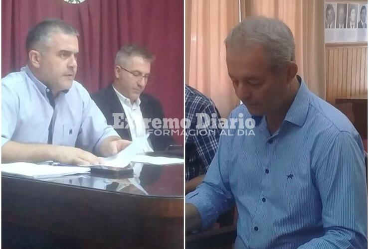 Mat&iacute;as Attoresi - Daniel Tonelli durante la exposici&oacute;n en el recinto.