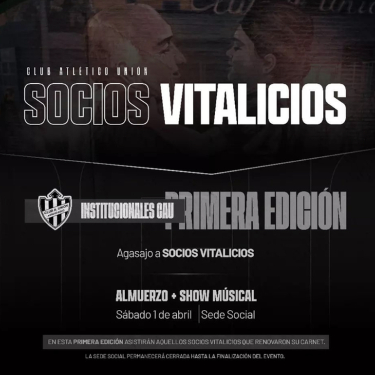 Imagen de Unión brindará un agasajo a sus 'Socios Vitalicios'.