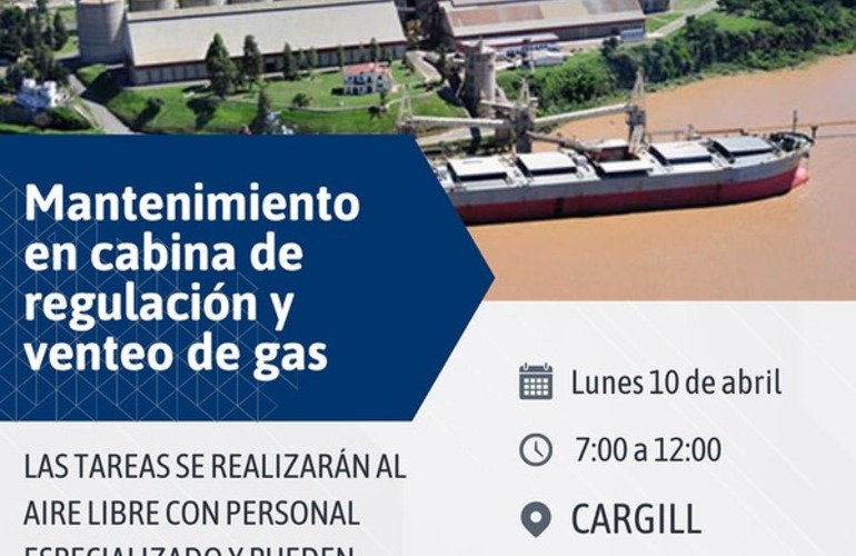 Imagen de Cargill: Mantenimiento en cabina de regulación y venteo de gas