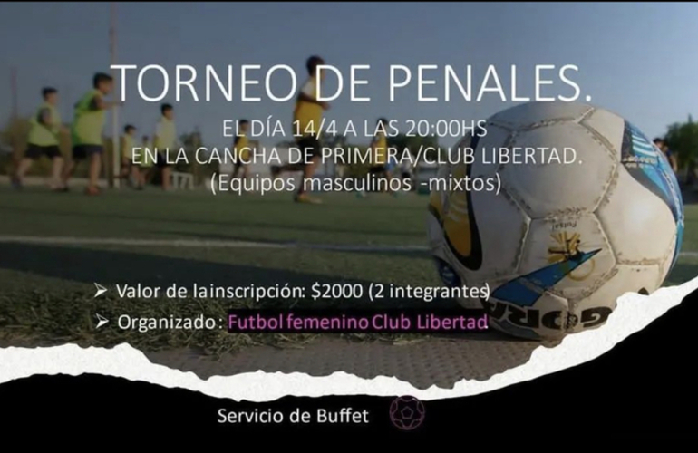 Imagen de Torneo de Penales para mujeres y hombres en Libertad.