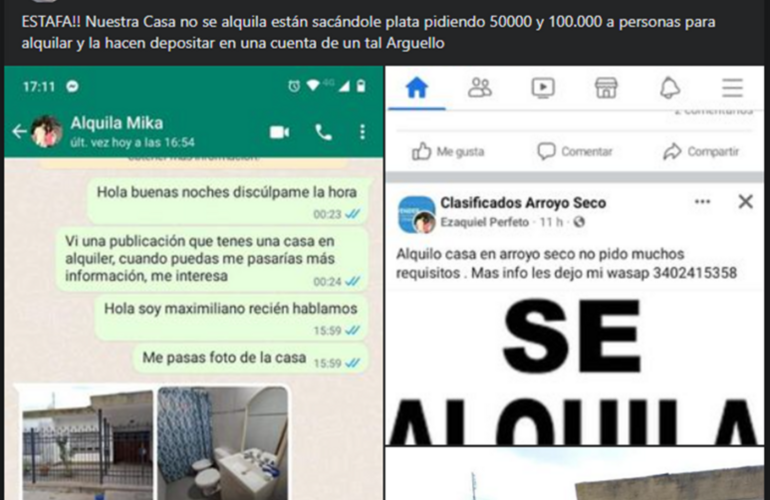 El posteo que hizo en redes el due&ntilde;o de la propiedad advirtiendo de que era un enga&ntilde;o.