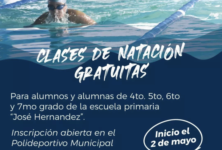 Imagen de Iniciaron las Clases de Natación en el Polideportivo de Pueblo Esther, para alumnos de la Escuela Primaria 'José Hernández'.