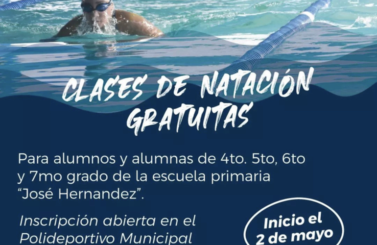 Imagen de Iniciaron las Clases de Natación en el Polideportivo de Pueblo Esther, para alumnos de la Escuela Primaria 'José Hernández'.