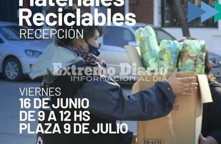 Imagen de Viernes de recepción de materiales reciclables en la plaza 9 de Julio