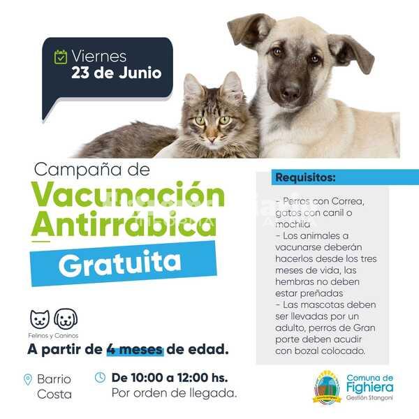 Imagen de Vacunaci&oacute;n antirr&aacute;bica gratuita en el barrio Costa del Paran&aacute; de Fighiera
