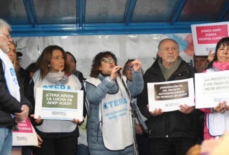 Los docentes en una jornada de movilización por Jujuy. (Ctera)