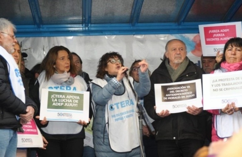 Los docentes en una jornada de movilización por Jujuy. (Ctera)