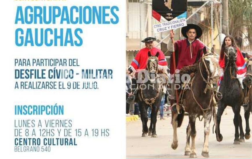 Imagen de 9 de julio: Convocatoria a agrupaciones gauchas para el desfile c&iacute;vico-militar