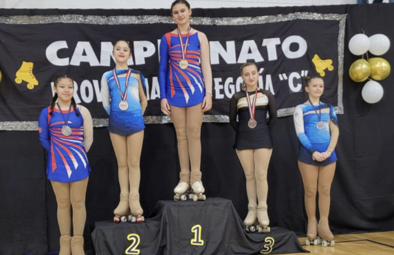 Sara Greco, patinadora de C.A.U., hizo podio con su 5º puesto.