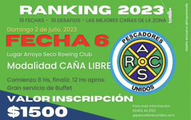 Imagen de El domingo 2/07, fecha 6 del ranking anual de los Pescadores Unidos del Rowing Club.