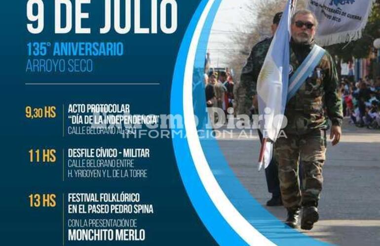 Imagen de 9 de julio: Acto protocolar, desfile y festival por la Independencia y los 135 años de Arroyo Seco