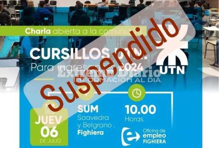 Imagen de Fighiera: Se suspendió la charla informativa para el ingreso a la UTN