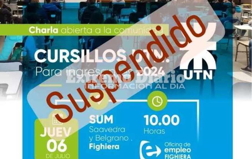 Imagen de Fighiera: Se suspendi&oacute; la charla informativa para el ingreso a la UTN