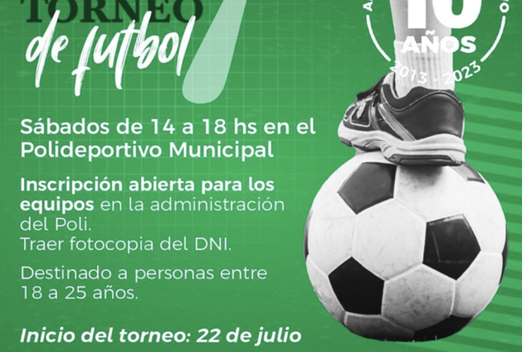 Imagen de Torneo de F&uacute;tbol 7 en el Polideportivo de Pueblo Esther.