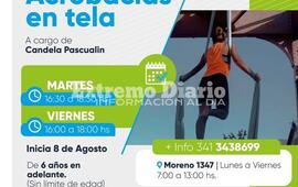 Imagen de Fighiera: Se suma la actividad de acrobacias en tela en el Polideportivo