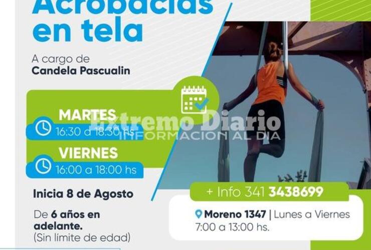 Imagen de Fighiera: Se suma la actividad de acrobacias en tela en el Polideportivo