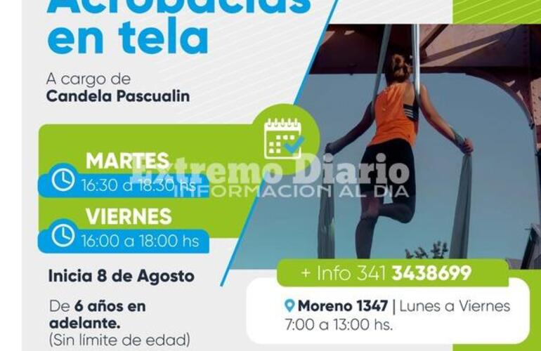 Imagen de Fighiera: Se suma la actividad de acrobacias en tela en el Polideportivo