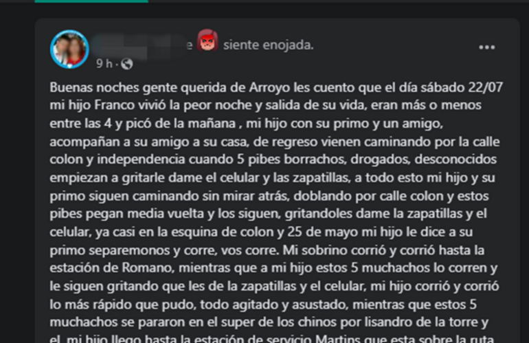 La mamá publicó el relato en el grupo Super Solidario por Facebook