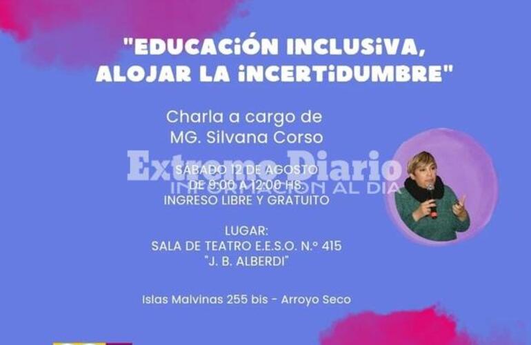 Imagen de Se llevará adelante una charla gratuita sobre educación inclusiva en la sala de teatro de la Escuela Comercial