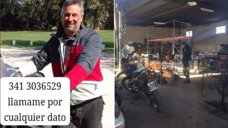 A la izquierda, el hombre desaparecido; a la derecha, el taller donde lo vieron por &uacute;ltima vez.