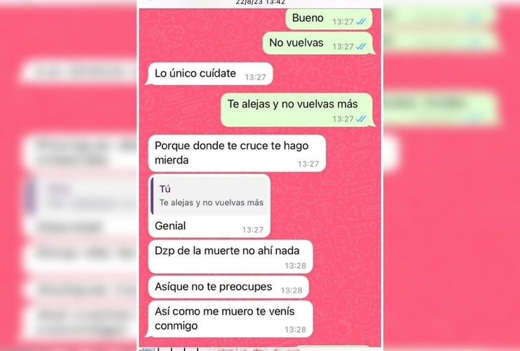 Uno de las capturas de pantalla publicadas por Alejandra en redes sociales.