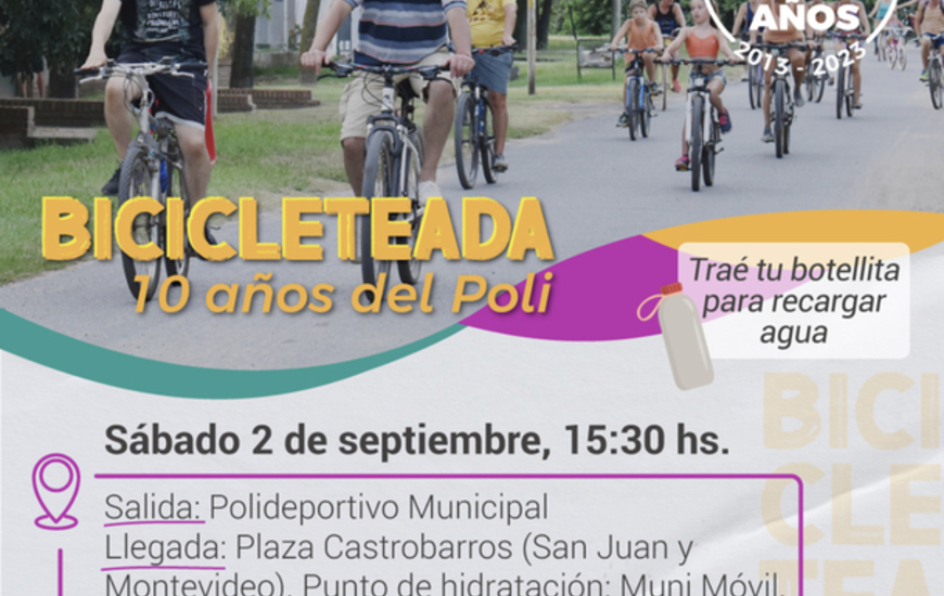 Imagen de Bicicleteada por los 10 a&ntilde;os del Polideportivo en Pueblo Esther.
