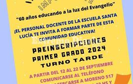 Imagen de Escuela Santa Luc&iacute;a: Abre la inscripci&oacute;n para primer grado turno tarde