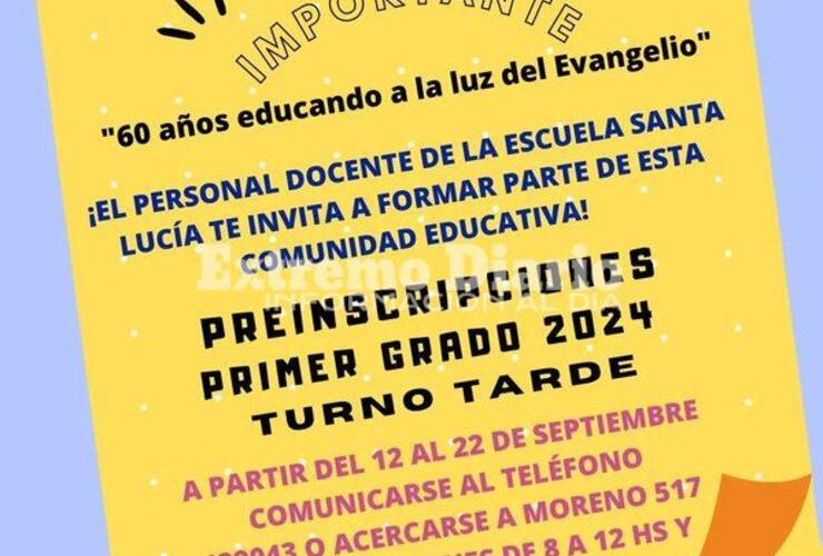 Imagen de Escuela Santa Lucía: Abre la inscripción para primer grado turno tarde