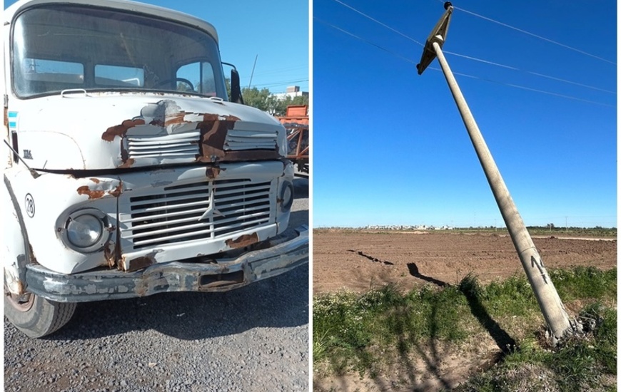 Imagen de Regador choc&oacute; un poste y provoc&oacute; corte de luz