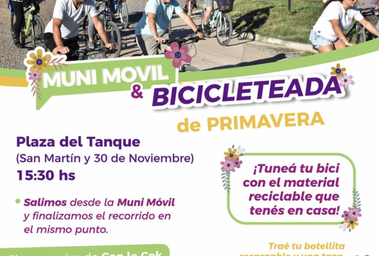 Imagen de El 23/09, Muni Móvil y Bicicleteada por la Primavera en Pueblo Esther.