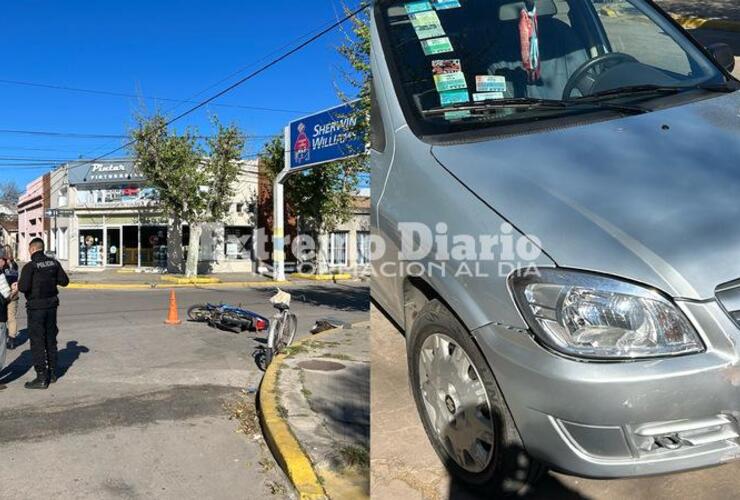 Imagen de Una moto colisionó contra un vehículo en calle San Martín y Gaboto