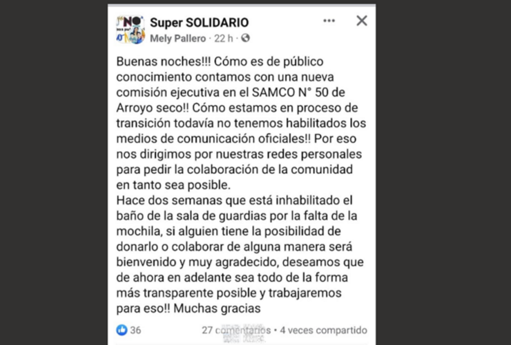 El posteo ya se elimin&oacute; de las redes sociales