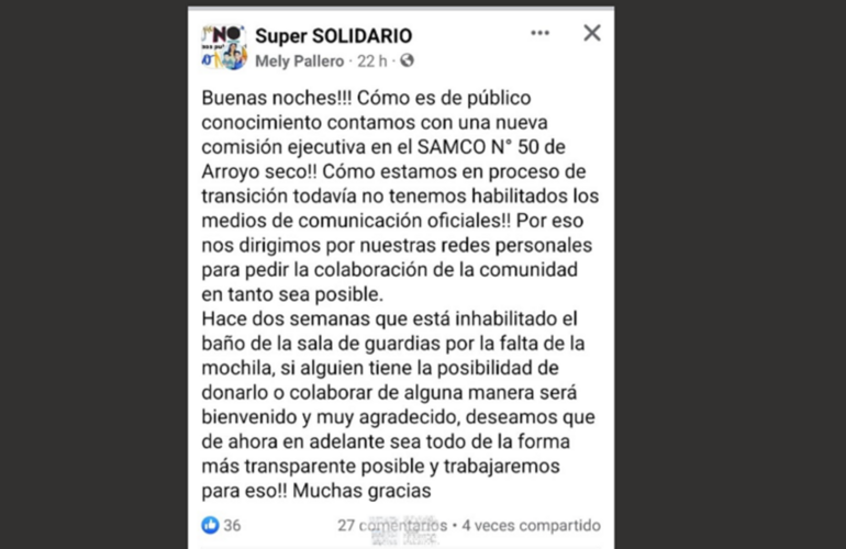 El posteo ya se eliminó de las redes sociales