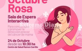 Imagen de Sala de espera interactiva en el Centro de Salud por el mes del c&aacute;ncer de mama