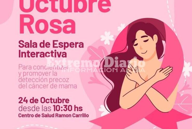 Imagen de Sala de espera interactiva en el Centro de Salud por el mes del c&aacute;ncer de mama