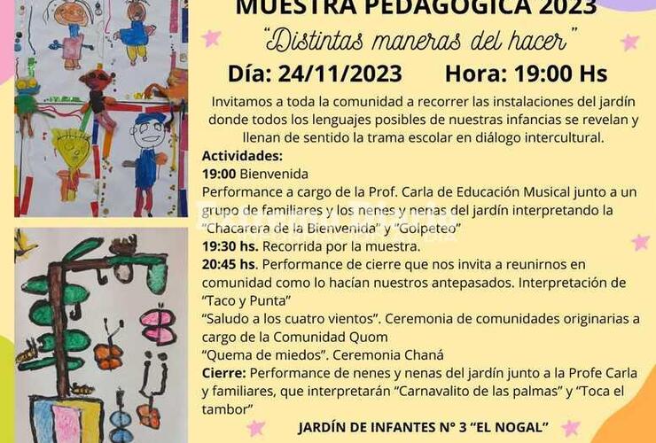 Imagen de El Jardín El Nogal realizará la muestra pedagógica 2023